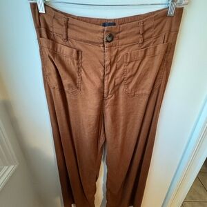 Anthropologie Collette Linen Brown Cropped Pants